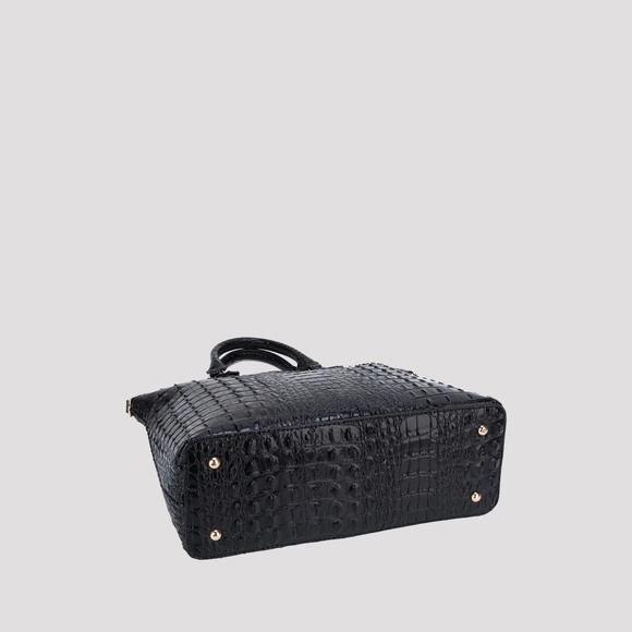 Zan Studio Satchel Bag Women’s Vegan Leather Crocodile-Embossed Top Handle New - Picture 5 of 6